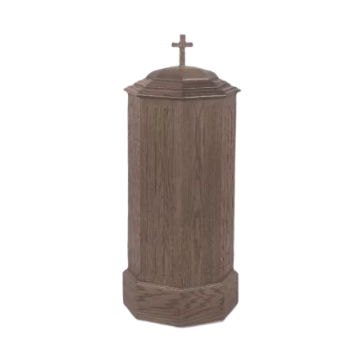 Woerner W1100 octagonal wood baptismal font with cross lid