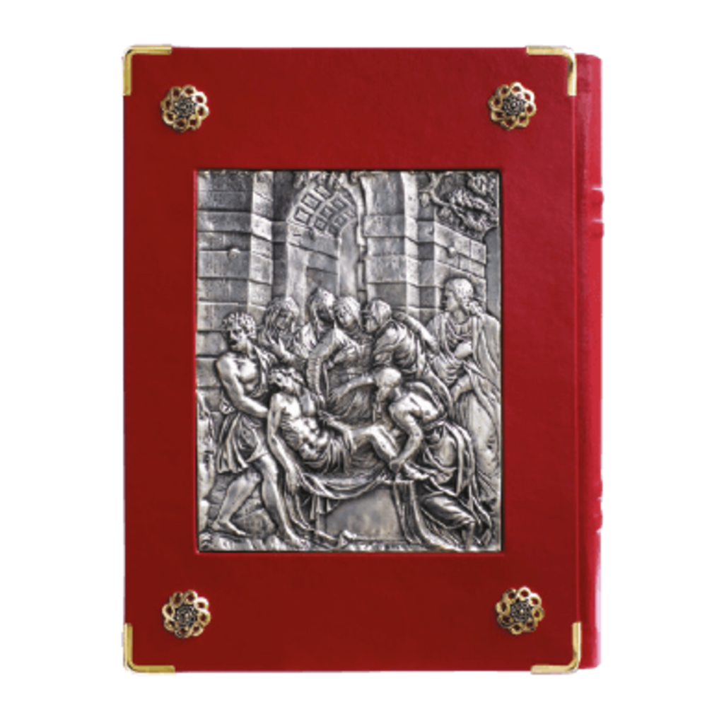 Alviti Creations 10-916 Book of the Gospels cover, back with silver Entombment of Christ icon, view 2