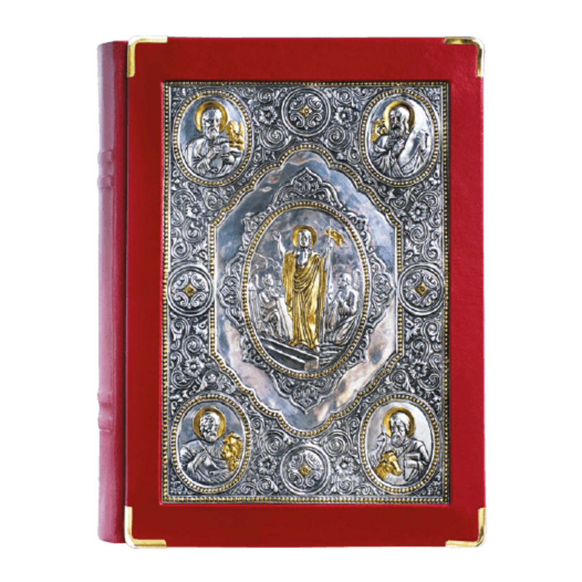 Alviti Creations 10-916 Book of the Gospels cover, burgundy leather with Resurrection of Christ icon