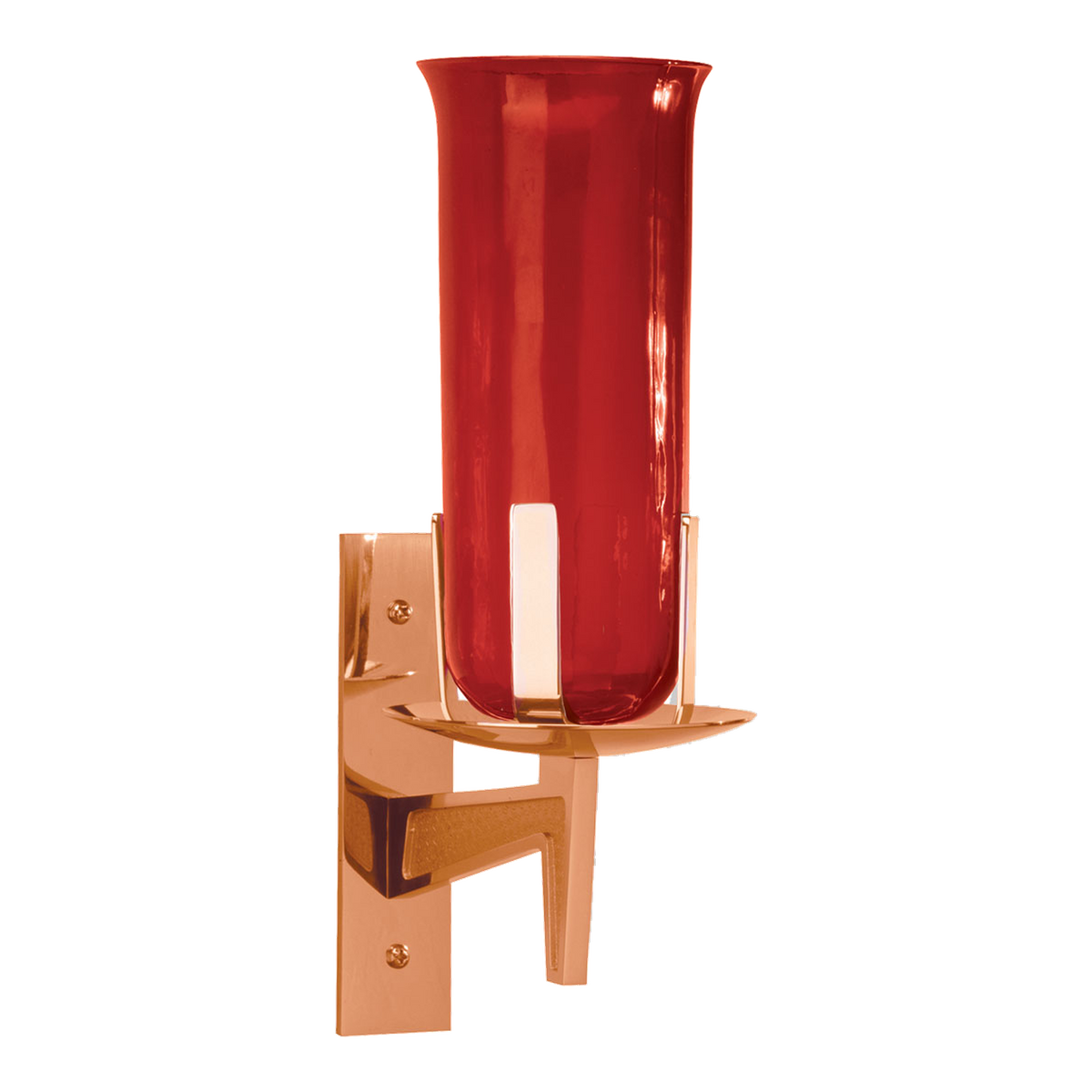 Excelsis 1100-168 wall sanctuary lamp shown in bronze with red glass; glass sold separately for candle version