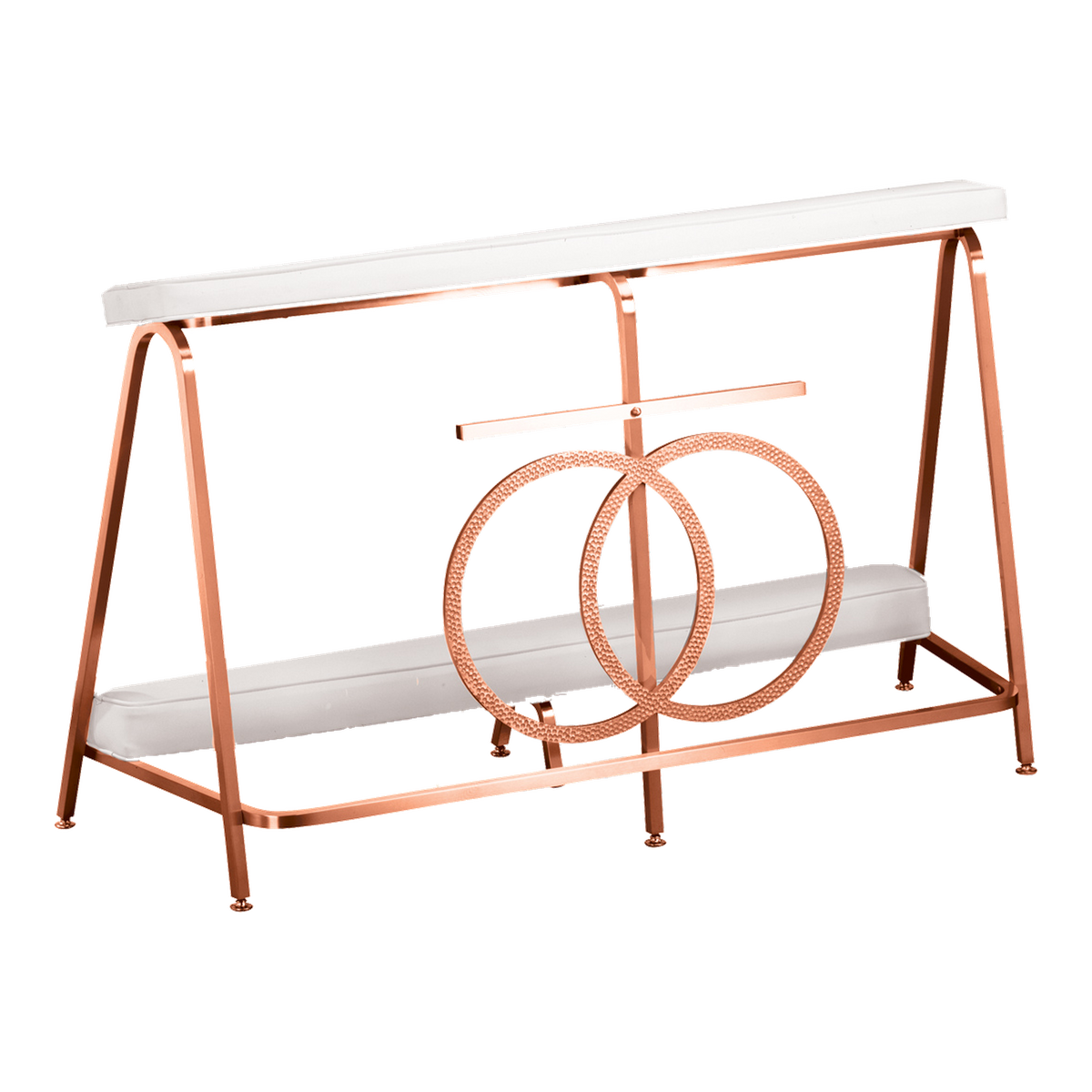 Excelsis 1108-177 wedding prie dieu in satin bronze finish with white vinyl cushions and interlocking rings