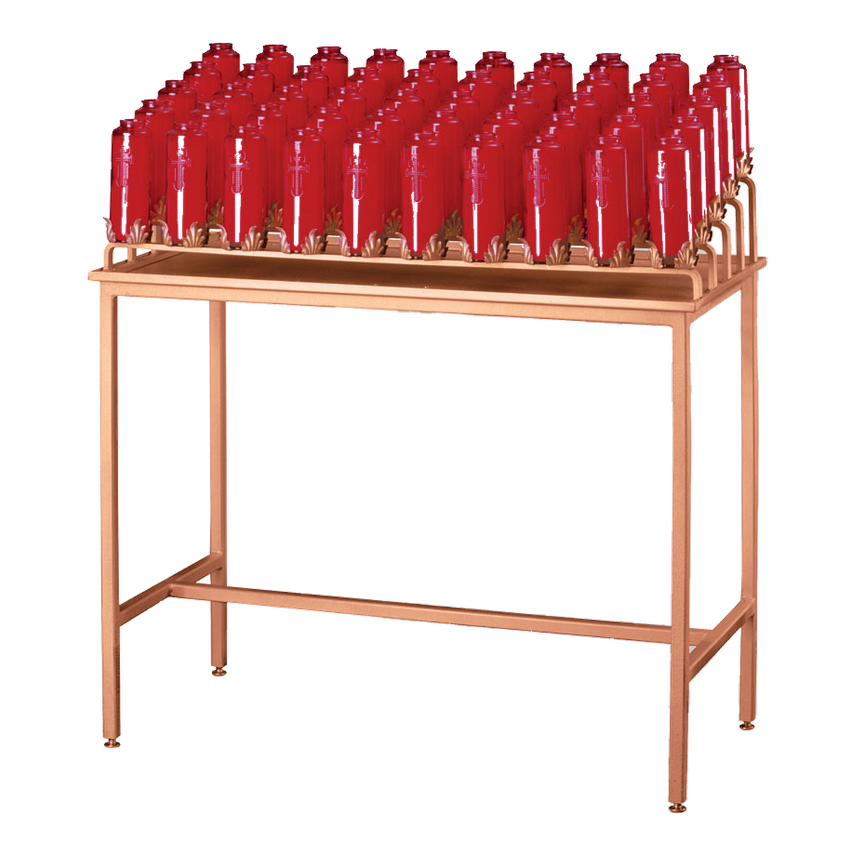 Excelsis 1111-51 steel votive stand with satin bronze finish and leaf sconces, shown with bottle lights