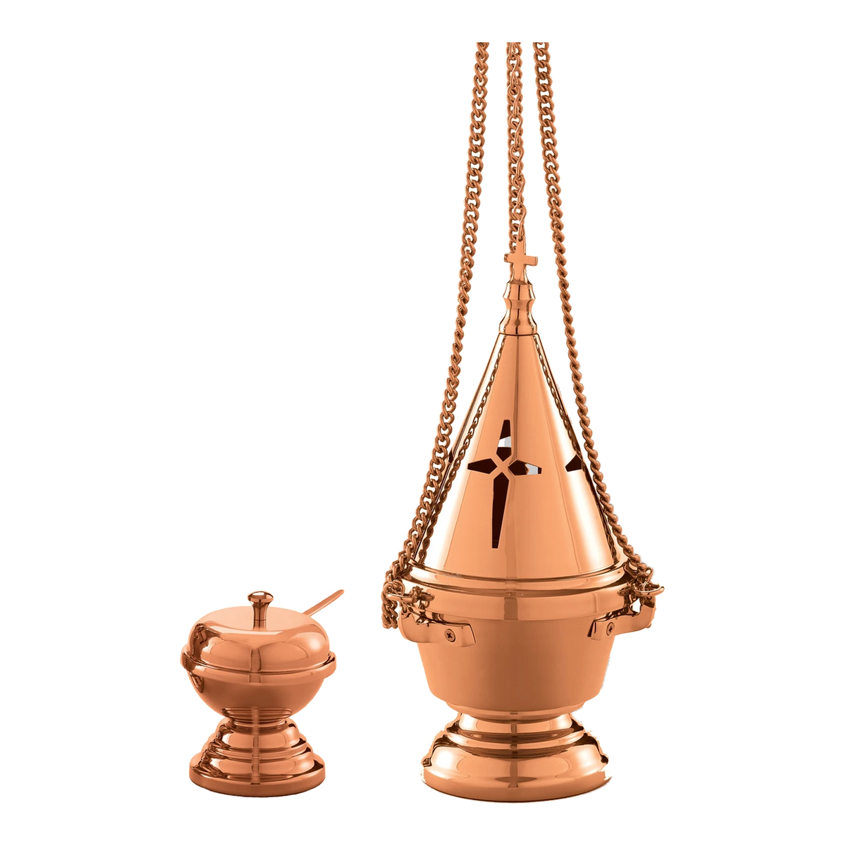 Excelsis 1114-123 censer shown with optional hinged incense boat