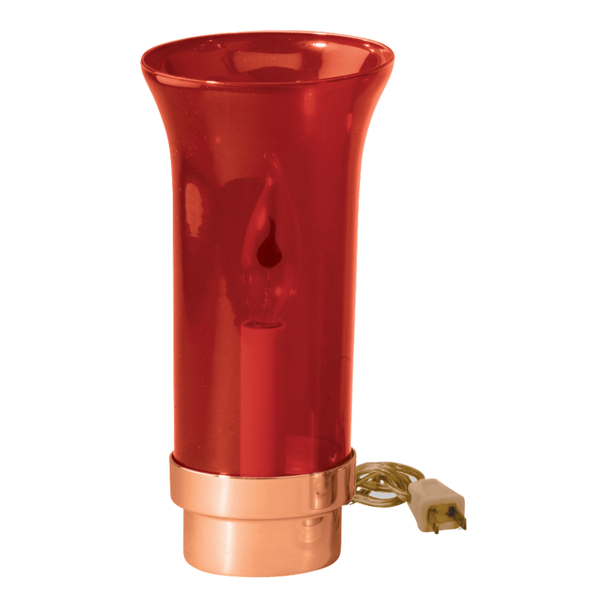 Excelsis 1114-80 electric sanctuary lamp shown in bronze with red glass