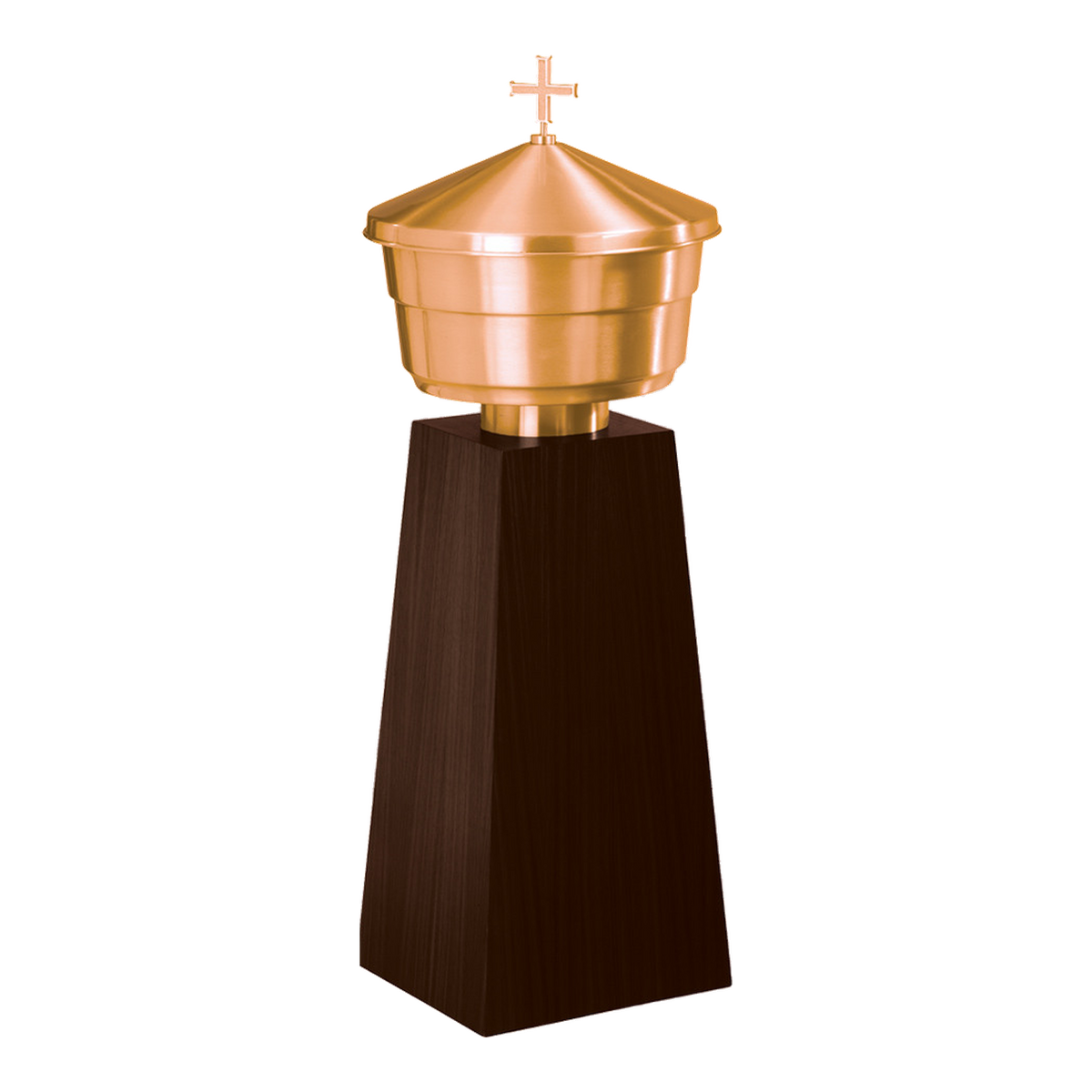 Excelsis 1137-2A bronze baptismal font with 17-inch bowl and dark walnut base