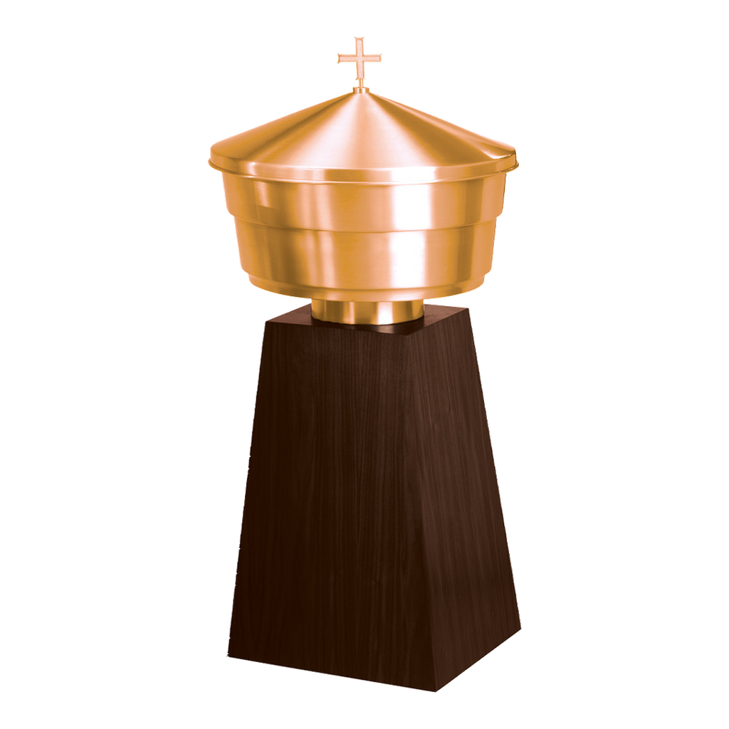 Excelsis 1137-2B bronze baptismal font with 22-inch bowl and dark walnut base