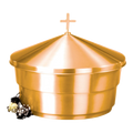 Excelsis 1140-137 tabletop bronze baptismal font with cross lid; decorative flowers not included