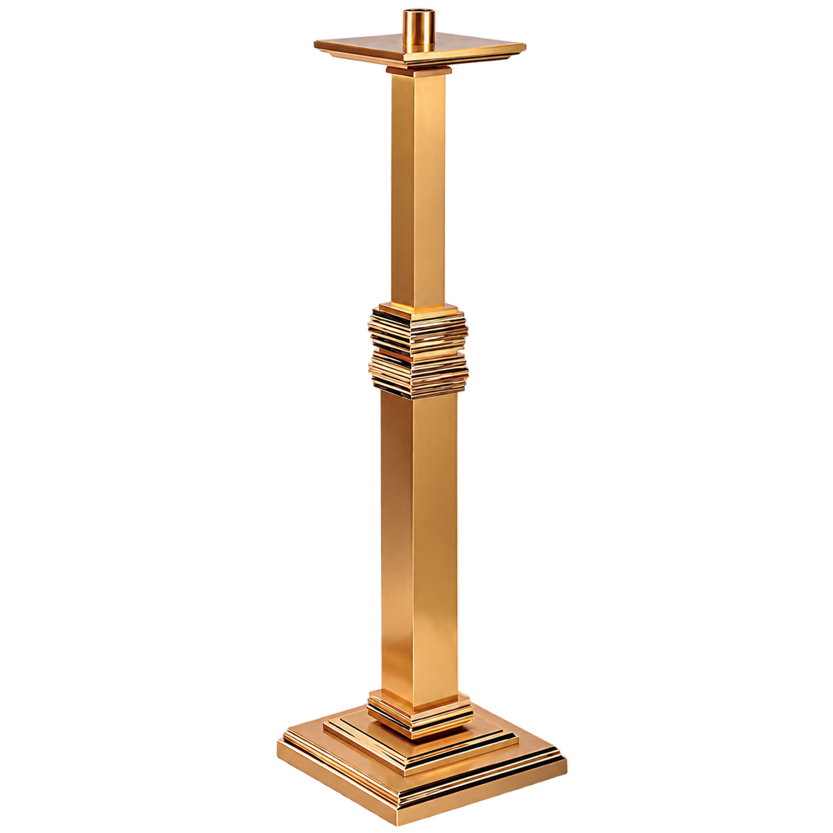 Regal 11FC20-B-F fixed floor candlestick with bronze column in combination satin and high polish finish