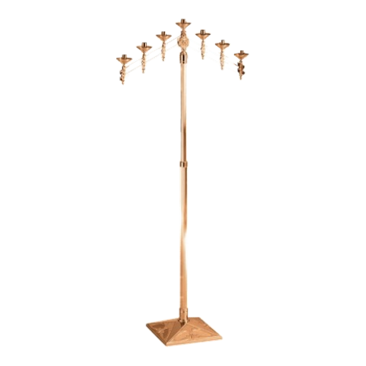 Excelsis 200-12 seven-light candelabra in high-polish bronze — exact 2026 catalog photograph. Alternate metal and finish options not pictured.