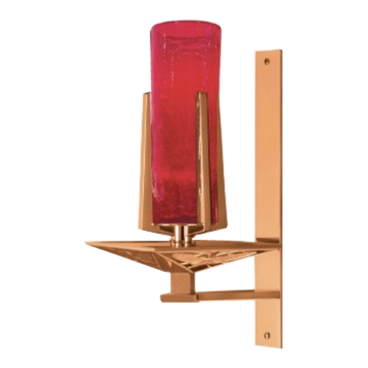 Excelsis 200-168 wall sanctuary lamp; red glass shown is sold separately and not included; high-polish bronze as pictured