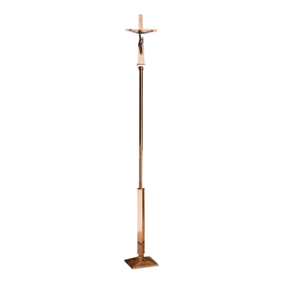 Excelsis 200-207 processional crucifixes, high-polish bronze as pictured — exact 2026 catalog photograph. Other metal/finish options not pictured.