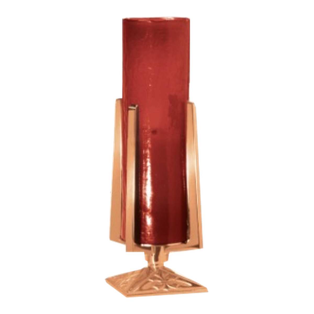Excelsis 200-47 altar sanctuary lamp; red glass shown is sold separately and not included; high-polish bronze as pictured