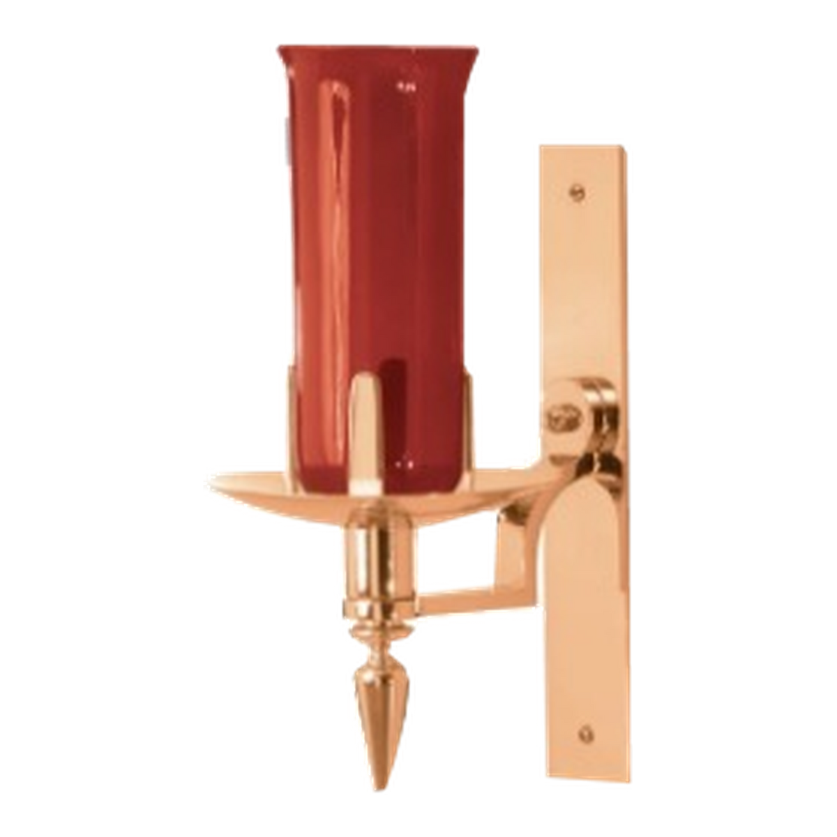 Excelsis 216-168 wall sanctuary lamp; red glass shown is sold separately and not included; high-polish bronze as pictured