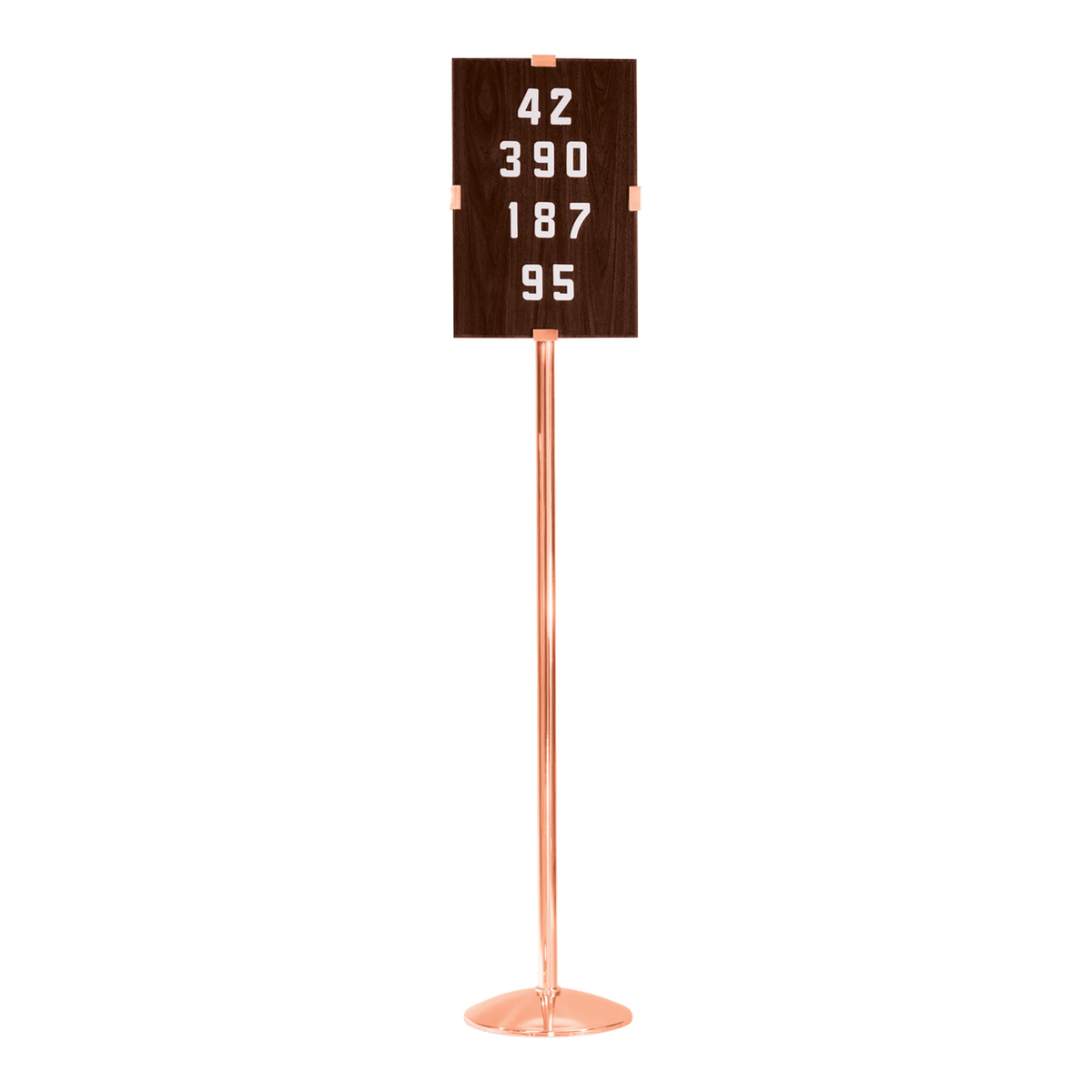 Excelsis 216-192 hymn board shown with floor stand