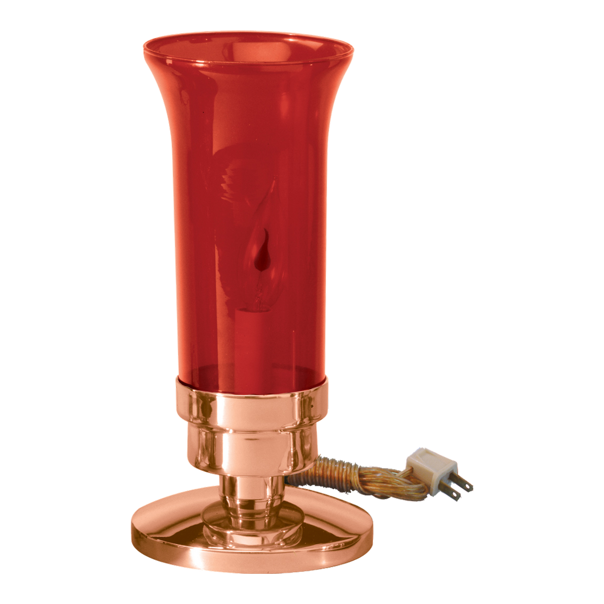 Excelsis 216-201-7 bronze electric sanctuary lamp shown with red globe