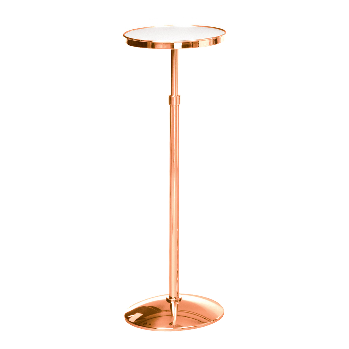 Excelsis 216-37 adjustable flower stand shown in bronze with white laminate shelf insert