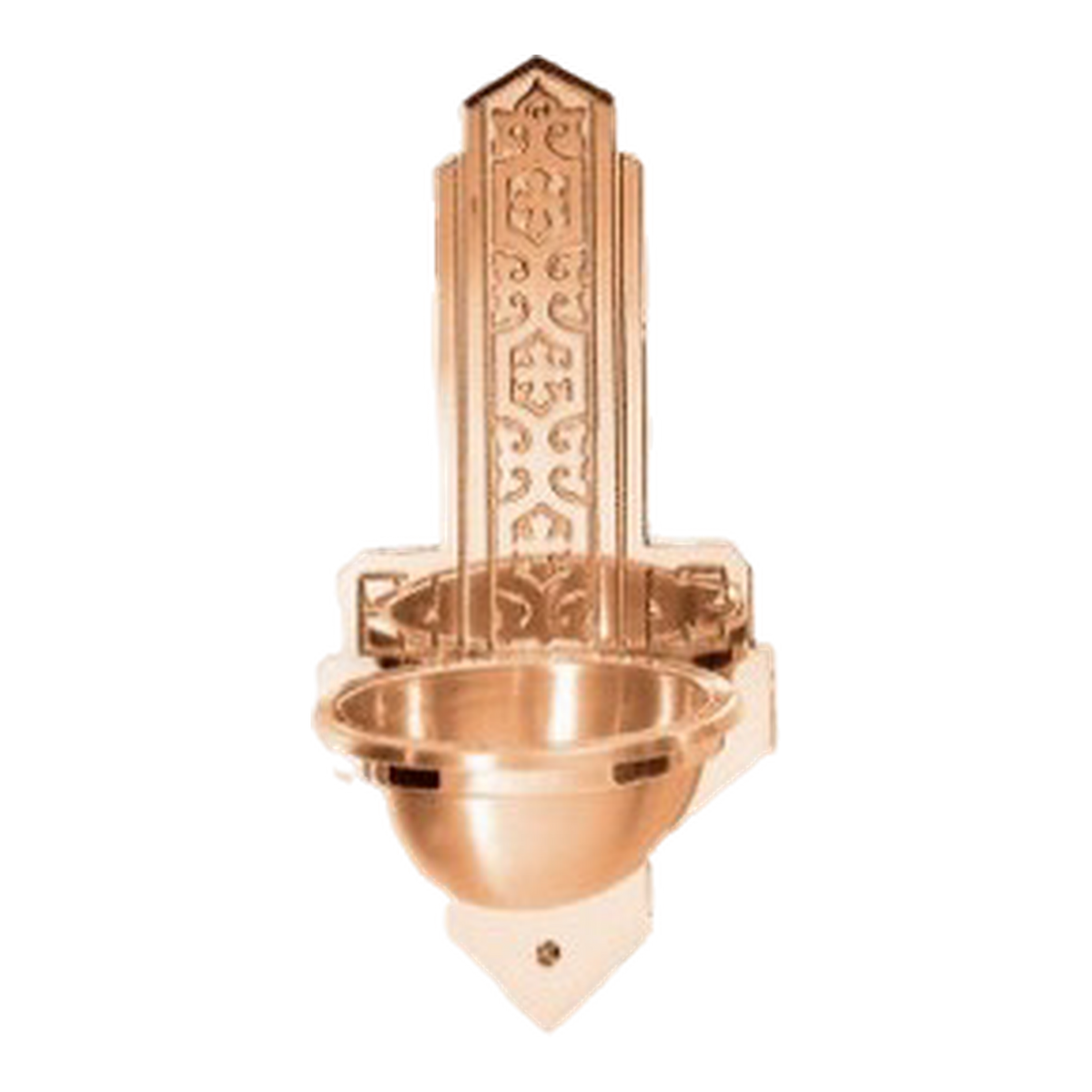 Excelsis 242-83C wall holy water font, original high-polish bronze photograph with clean transparent background.