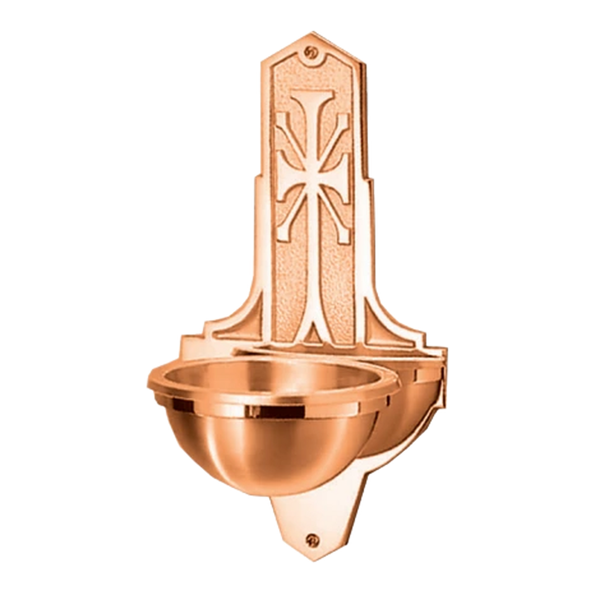 Excelsis 245-83C wall holy water font, original polished-bronze catalog photograph with transparent background.