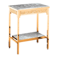 Excelsis 401-273 credence table shown in brass with marble top and lower shelf