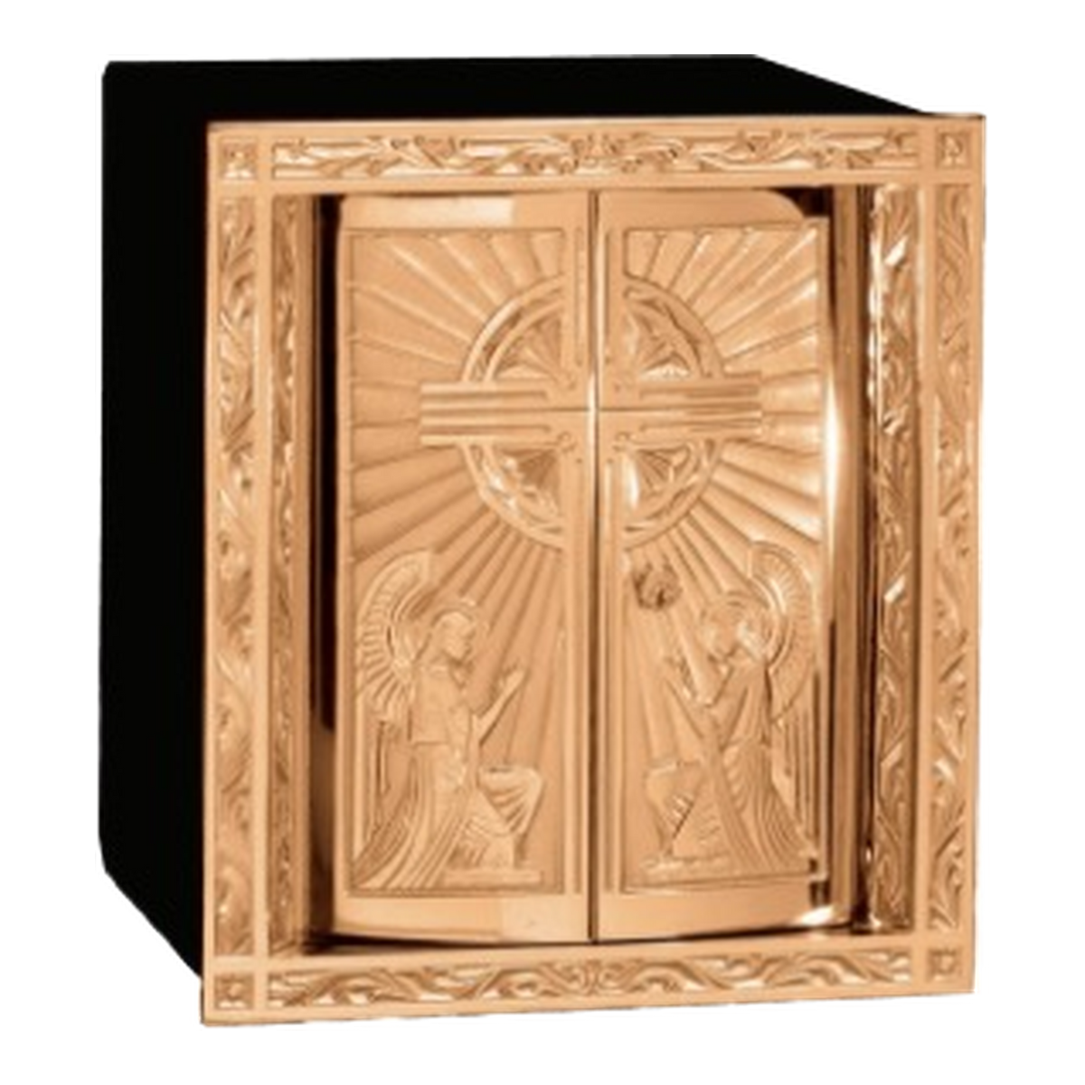 Excelsis 4711 tabernacle with high-polish bronze door and frame and black steel safe body — exact 2026 catalog photograph. Satin alternative not pictured.