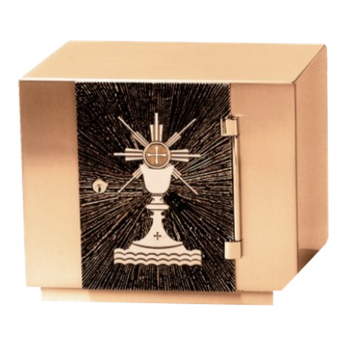 Excelsis 8627 bronze tabernacle in satin finish with chalice and host relief — exact 2026 catalog photograph.