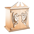 Excelsis 8801 bronze tabernacle with angel relief in high-polish and satin combination finish — exact 2026 catalog photograph.