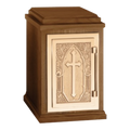 Excelsis 9463 oak tabernacle with high-polish bronze; pictured oak shade not identified — exact 2026 catalog photo