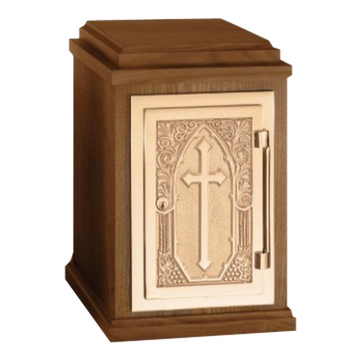 Excelsis 9463 oak tabernacle with high-polish bronze; pictured oak shade not identified — exact 2026 catalog photo