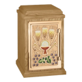 Excelsis 9521 oak tabernacle with high-polish bronze; pictured oak shade not identified — exact 2026 catalog photo