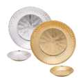 Alviti Creations 989G and 989S basket weave bread trays, gold and silver