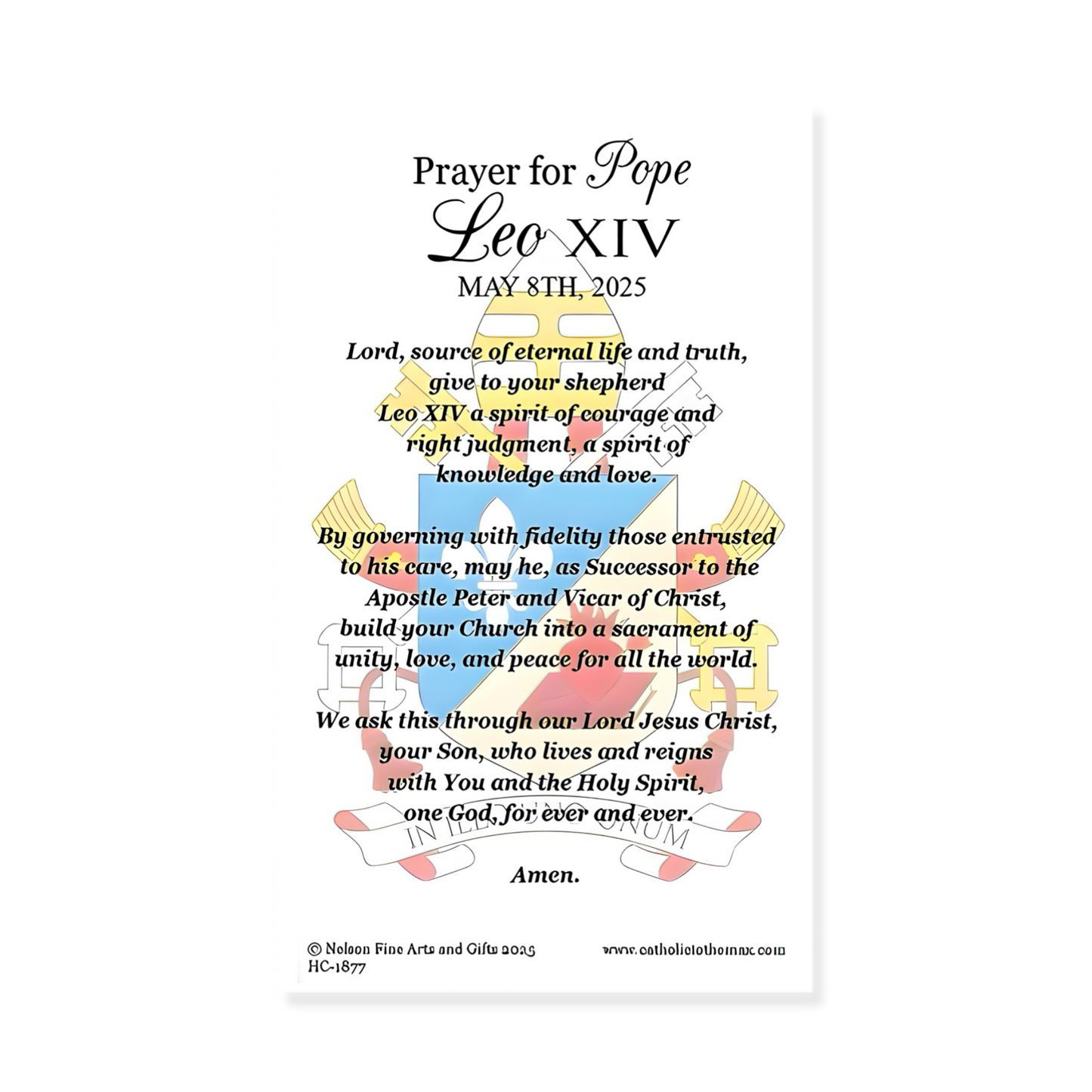 Pope Leo XIV Official Portrait 3"x5" Holy Cards | HC2-1877