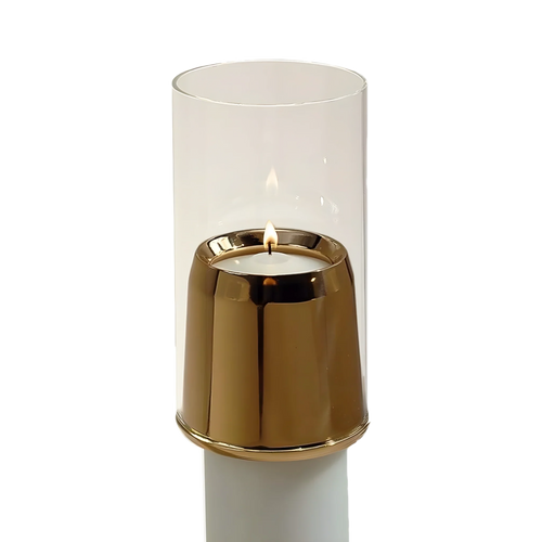 Regal brass Regal-style candle follower with draft deflector