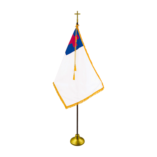 Christian Flag | Indoor | Gold Aluminum Pole | Complete Set