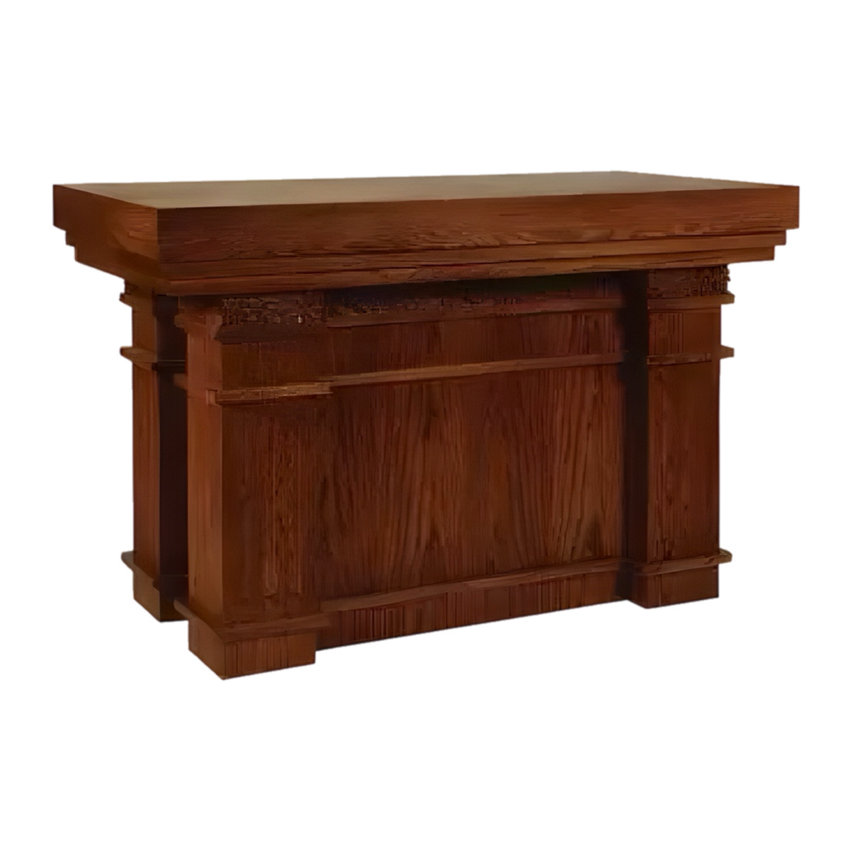 Woerner 1072 altar with fluted pedestals and wheat and grape carving