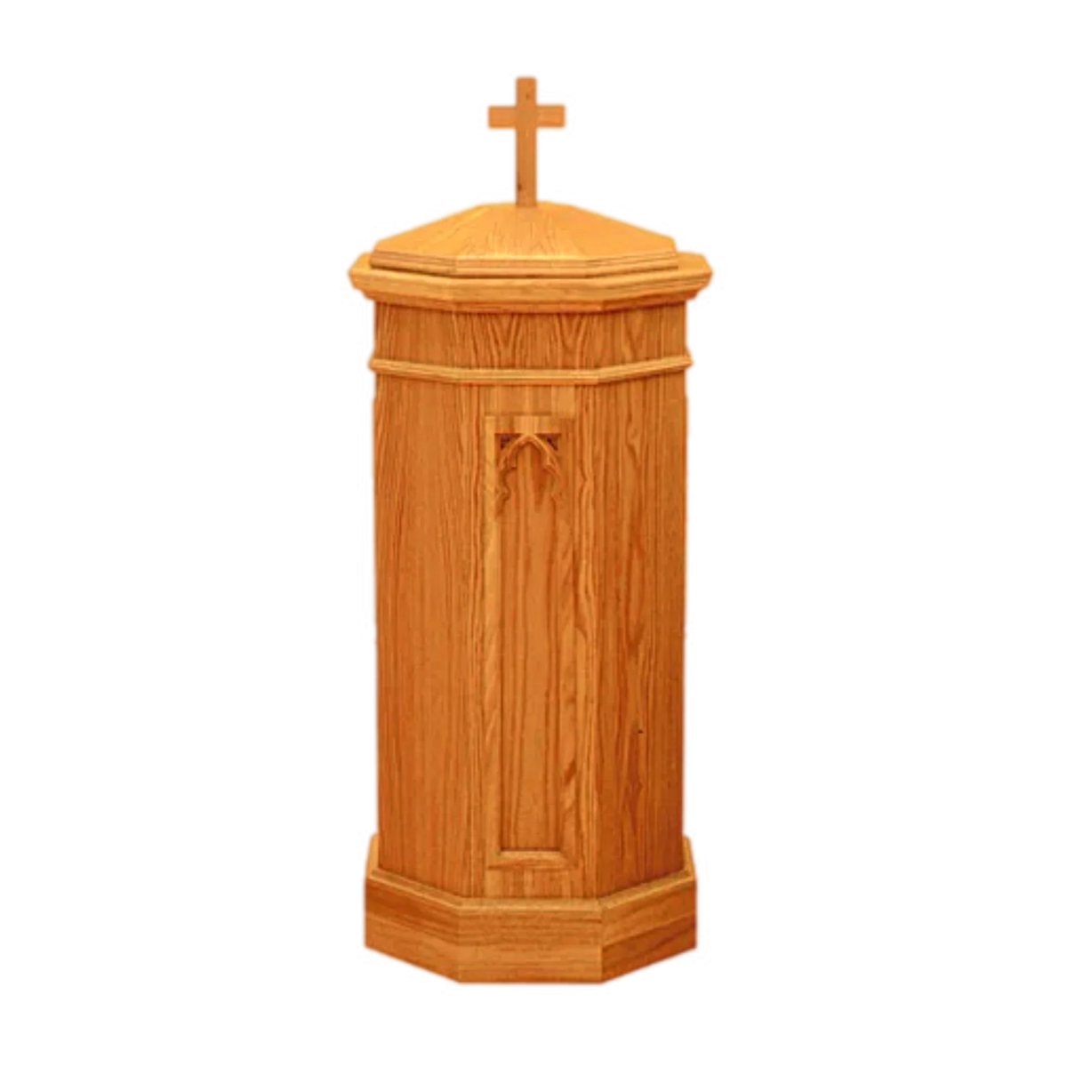 Woerner 1209 wood baptismal font with gothic trim