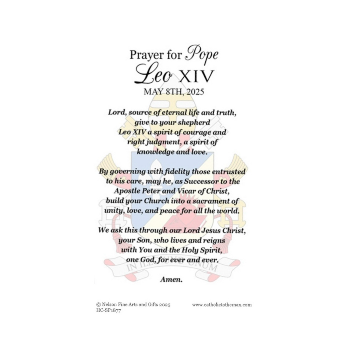 Pope Leo XIV Official Portrait 3"x5" Holy Cards | HC2-1879