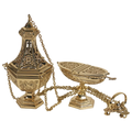 Koley's K907 four-chain polished brass censer and incense boat