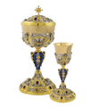 Alviti Creations C1900 Italian chalice and scale paten with amethyst stones