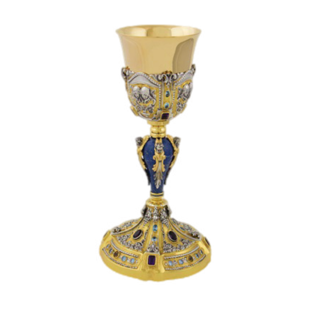 Alviti Creations C1900 Italian chalice and scale paten with amethyst stones – alternate view 2 of 3