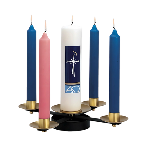 Koley's K177 tabletop Advent wreath in wrought iron with brass sockets