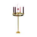 Koley's K552 polished solid brass Advent wreath on a three-step base, view 1