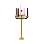 Koley's K552 polished solid brass Advent wreath on a three-step base, view 1