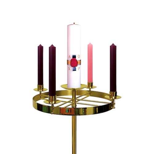 Koley's K552 polished solid brass Advent wreath on a three-step base, view 2