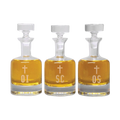 Koley's K72 crystal ambry set of three engraved oil bottles