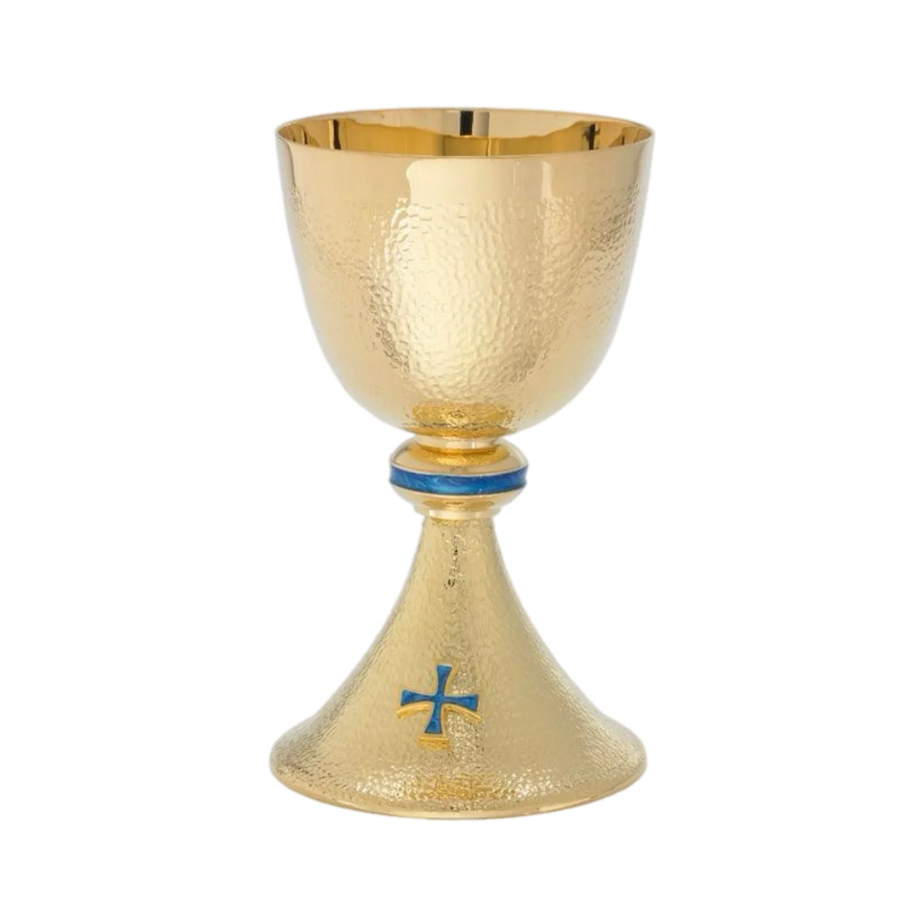 Alviti Creations A-2084G basket-weave gold chalice with blue lapis band