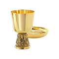 Alviti Creations A-2504G gold chalice with Apostles relief base and bowl paten