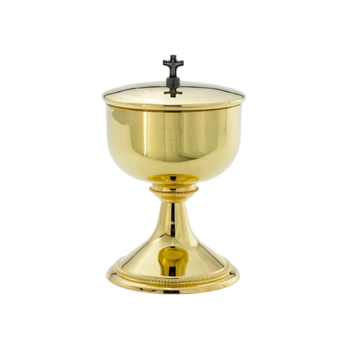 Alviti Creations A-490G high polish 24K gold-plated chalice with silver-ox cross and bowl paten – alternate view 2 of 3