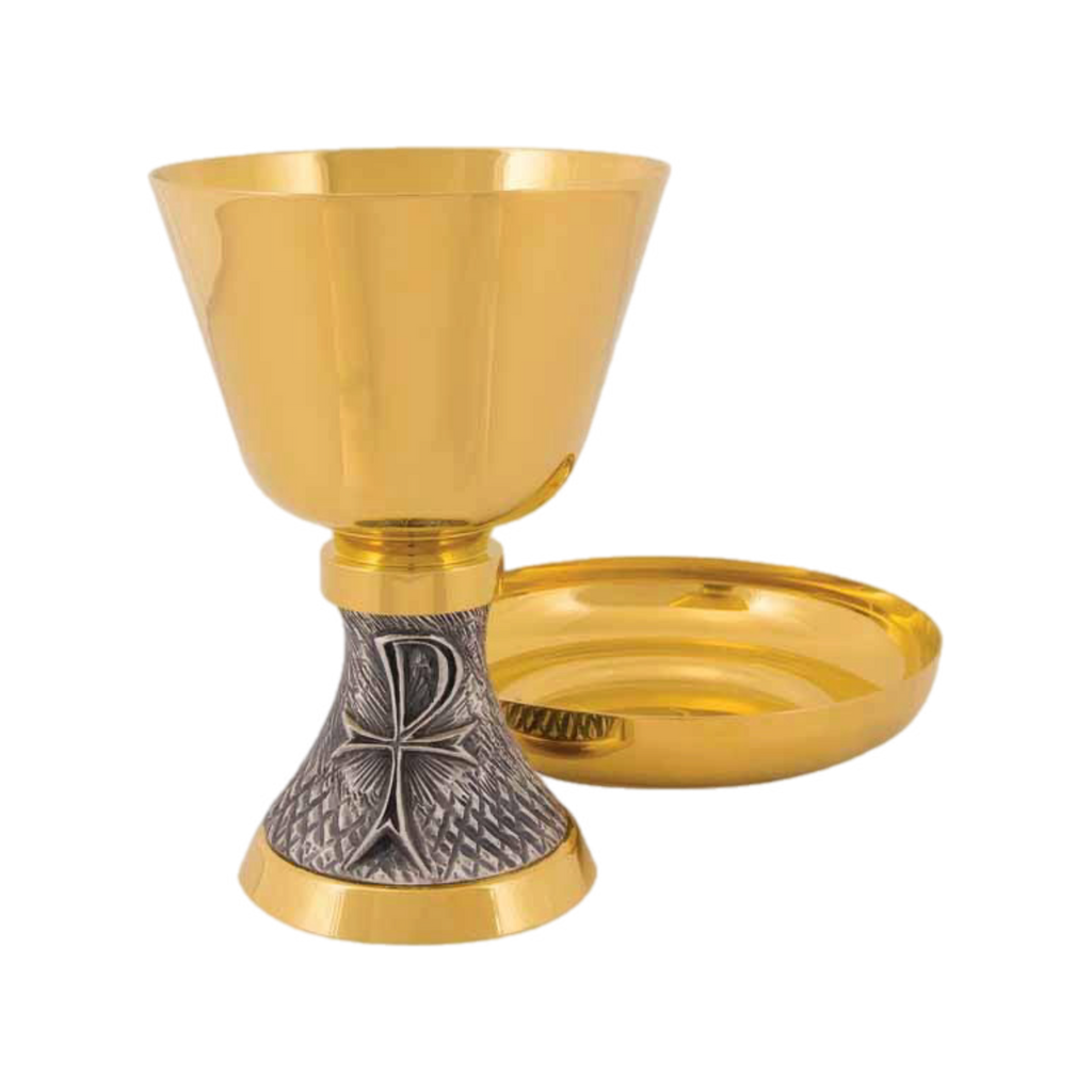 Alviti Creations A-8304GX 24KT gold-plated brass chalice with scale paten