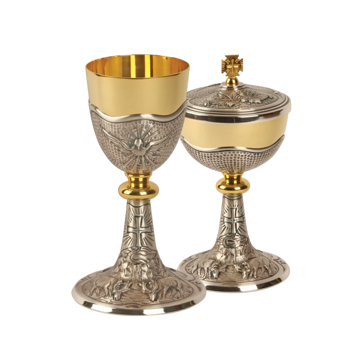 Koley's K915 gold and silver chalice with Holy Spirit design, third view