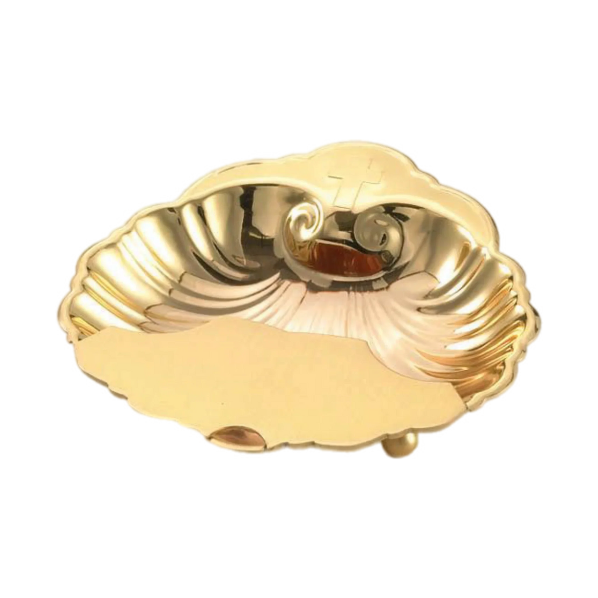 Alviti Creations 8232G brass baptismal shell with finger ring